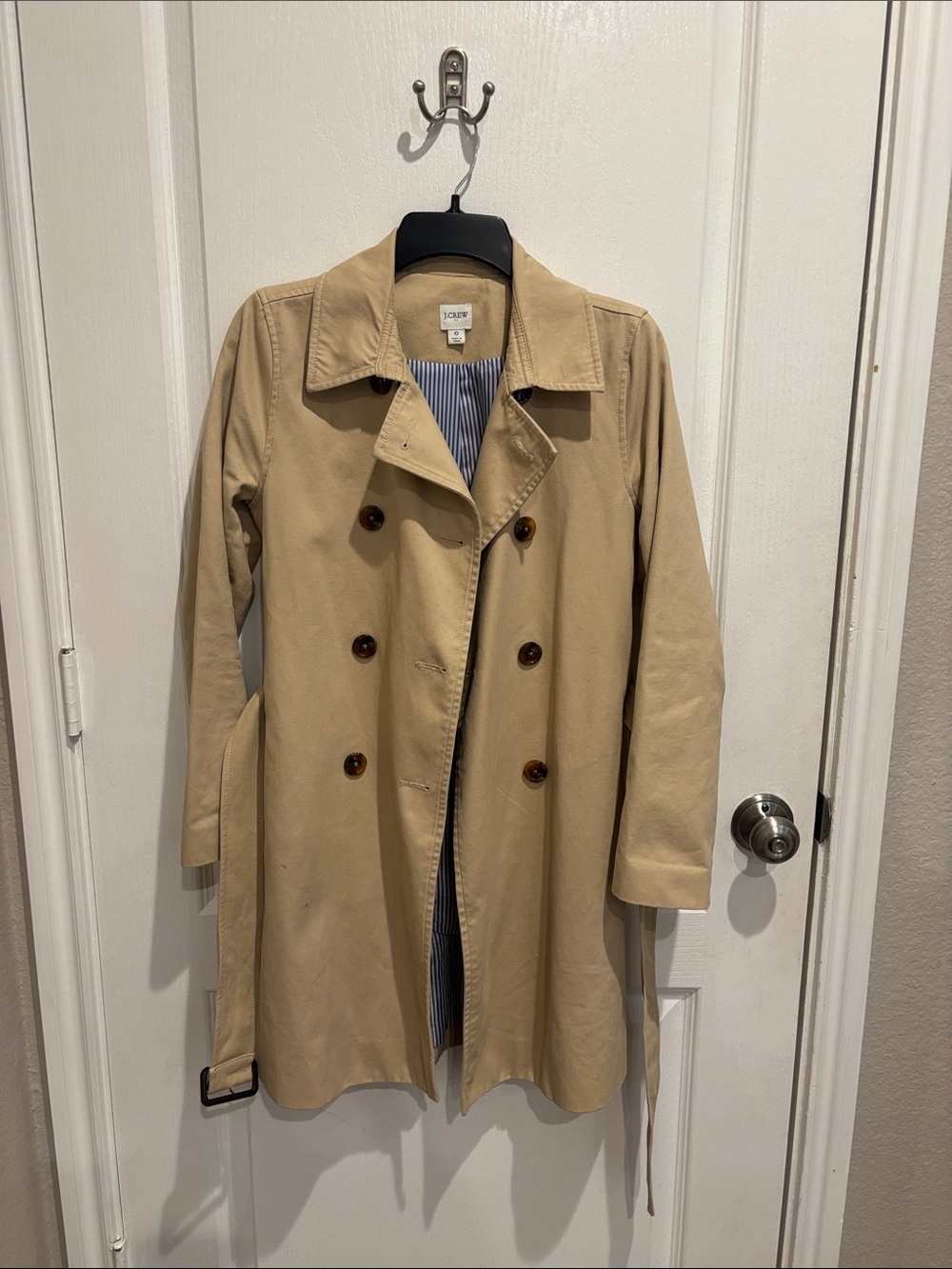 J. Crew Khaki Double-Breasted Trench Coat